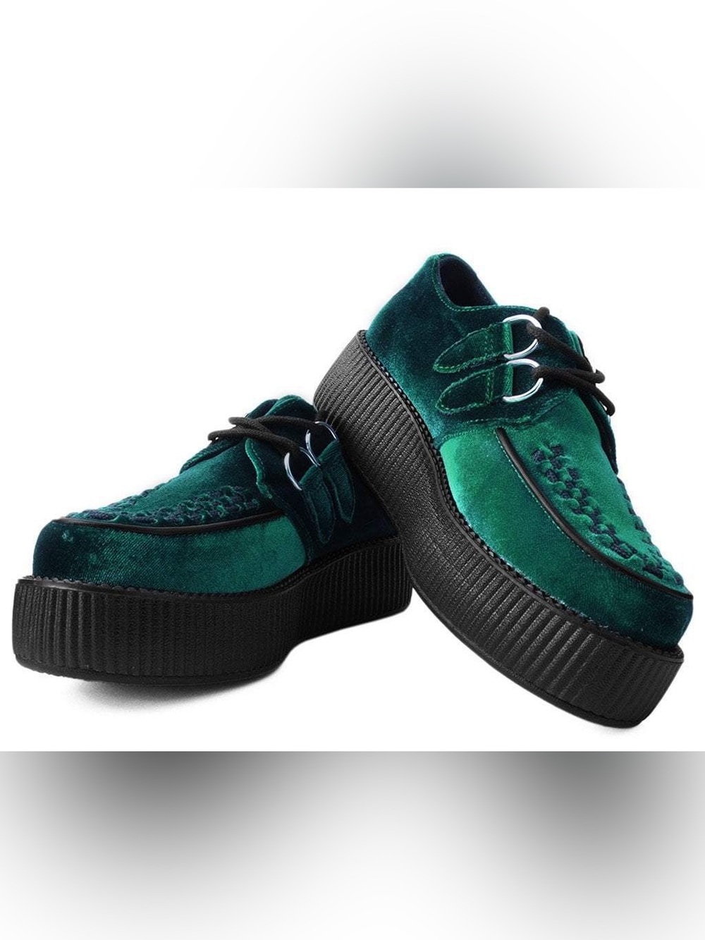 T.U.K. Emerald Green Velvet Viva Mondo Creeper -  Women 12 / Men 10